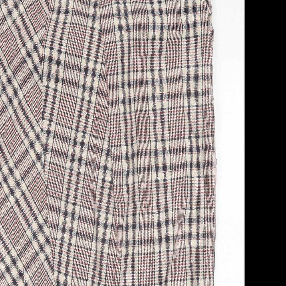 NEXT Womens Beige Plaid Linen Straight & Pencil Skirt Size 14   Zip