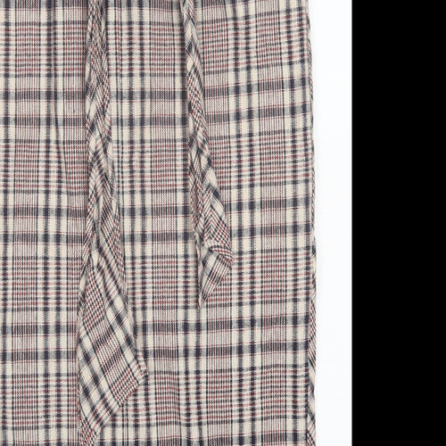 NEXT Womens Beige Plaid Linen Straight & Pencil Skirt Size 14   Zip