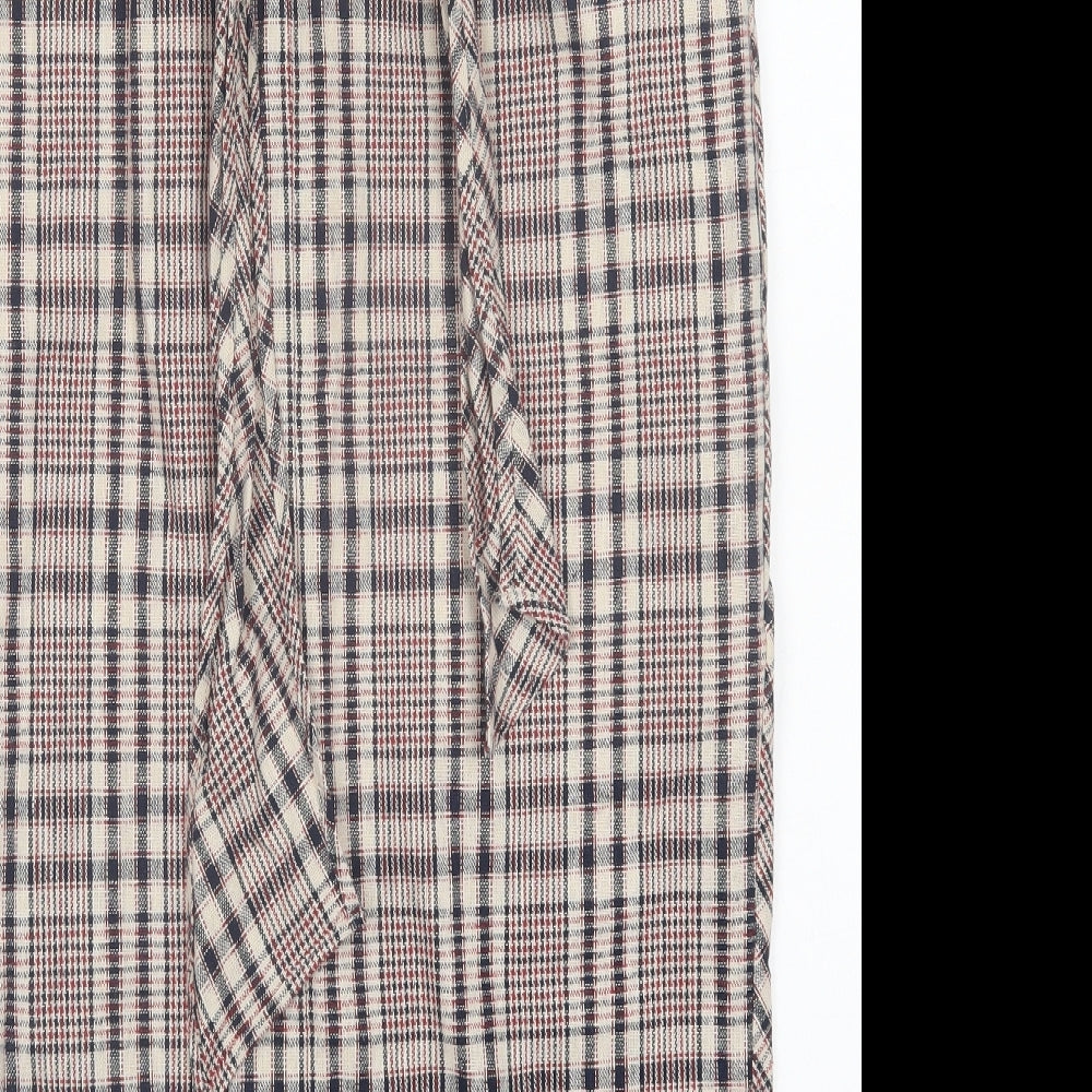 NEXT Womens Beige Plaid Linen Straight & Pencil Skirt Size 14   Zip