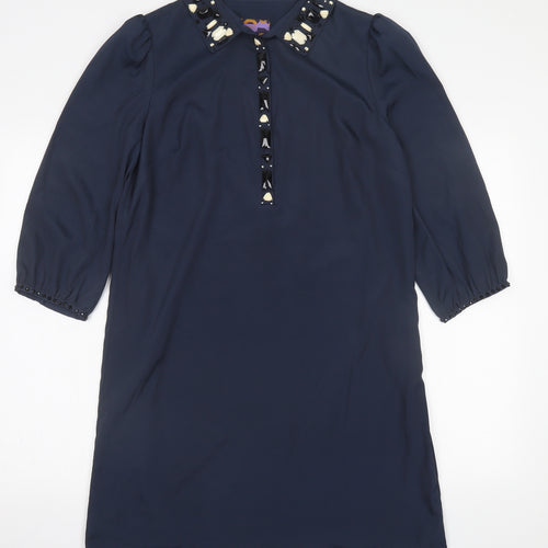 NEXT Womens Blue  Polyester A-Line  Size 12  Collared Button