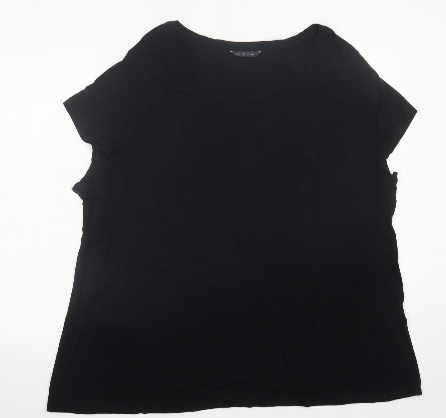 Marks and Spencer Womens Black  Viscose Basic T-Shirt Size 24 Crew Neck
