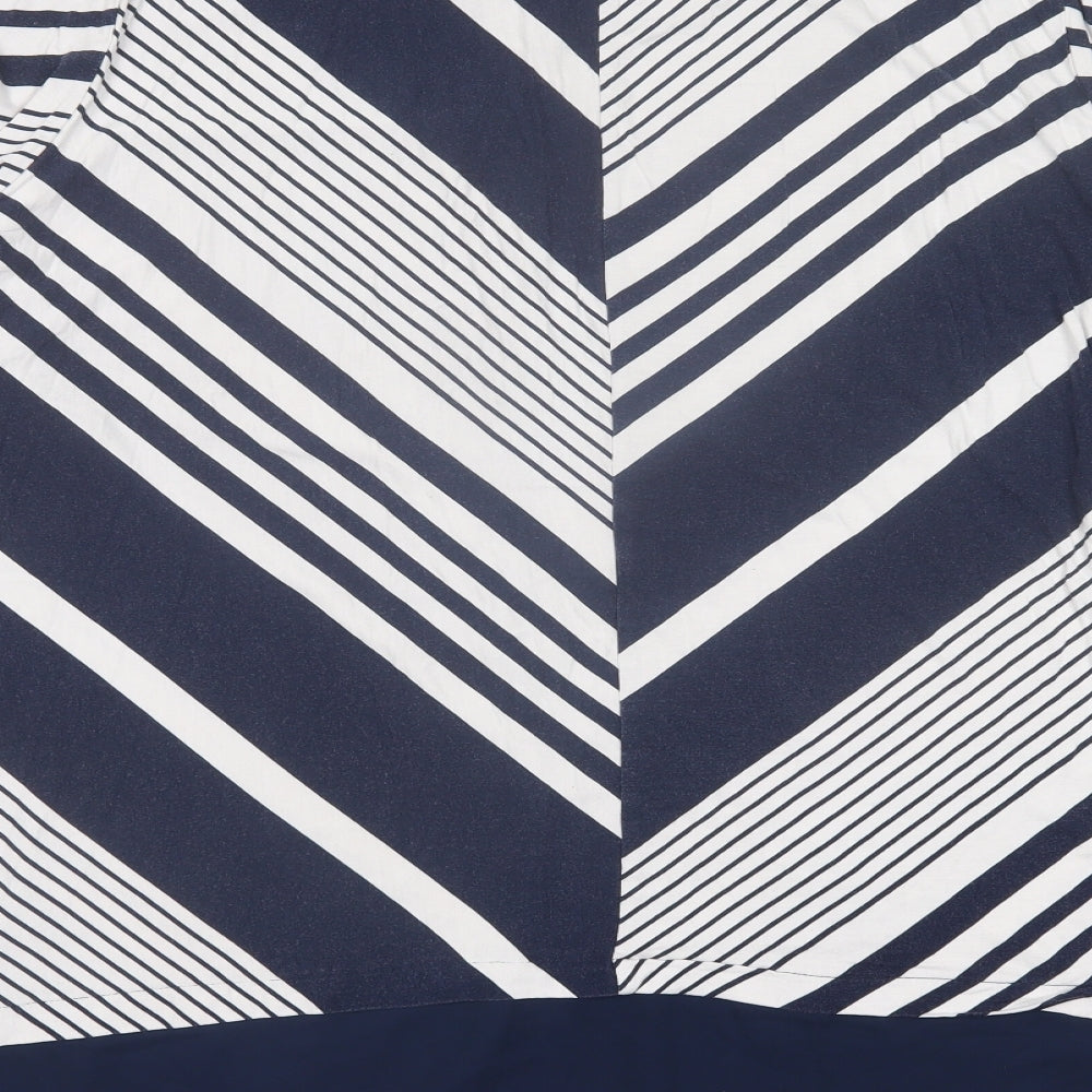 Bonmarché Womens Blue Striped Viscose Basic T-Shirt Size 26 Crew Neck