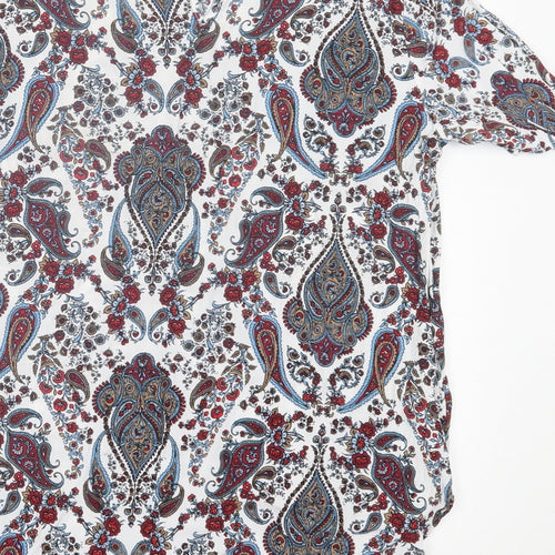 H&M Womens Multicoloured Geometric Viscose Basic T-Shirt Size 6 Crew Neck