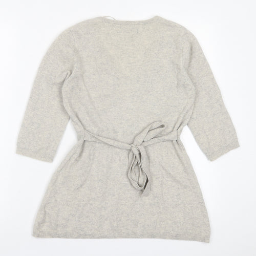 F&F Womens Grey V-Neck  Cashmere Pullover Jumper Size 12