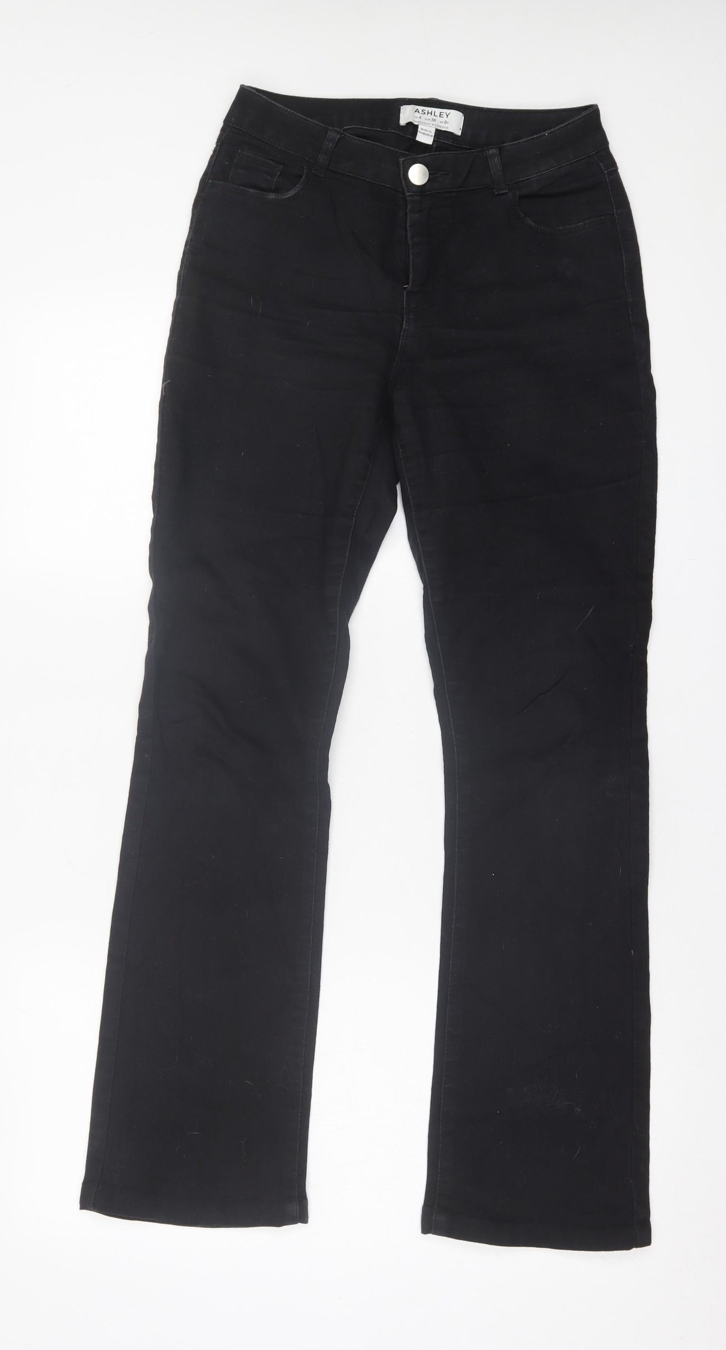 Dorothy Perkins Womens Black  Cotton Bootcut Jeans Size 8 L30 in Regular Button