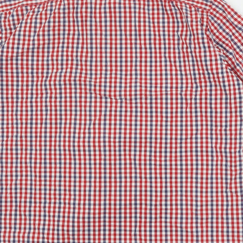 Tommy Jeans Mens Red Plaid Cotton  Button-Up Size M Collared Button