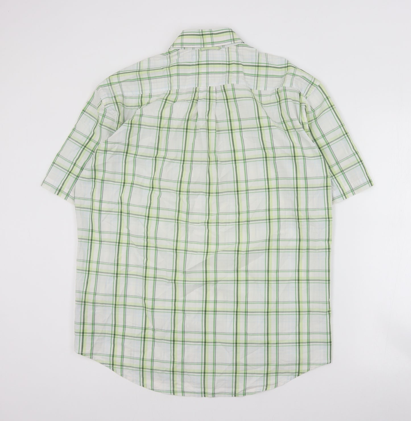 Tommy Hilfiger Mens Green Plaid Cotton  Button-Up Size L Collared Button