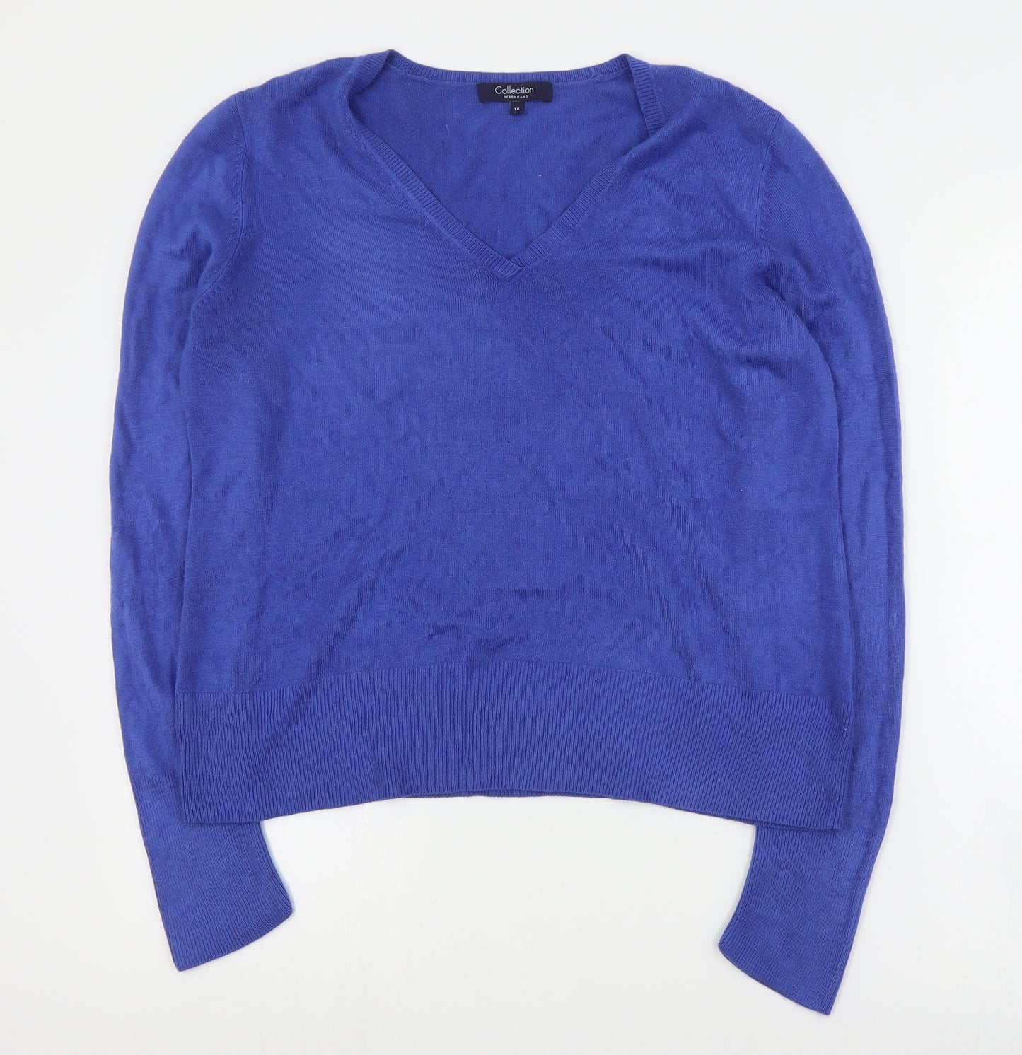 Debenhams Womens Blue V-Neck  Acrylic Pullover Jumper Size 18