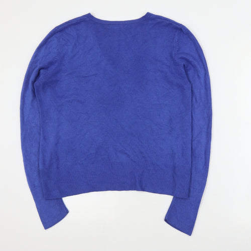 Debenhams Womens Blue V-Neck  Acrylic Pullover Jumper Size 18