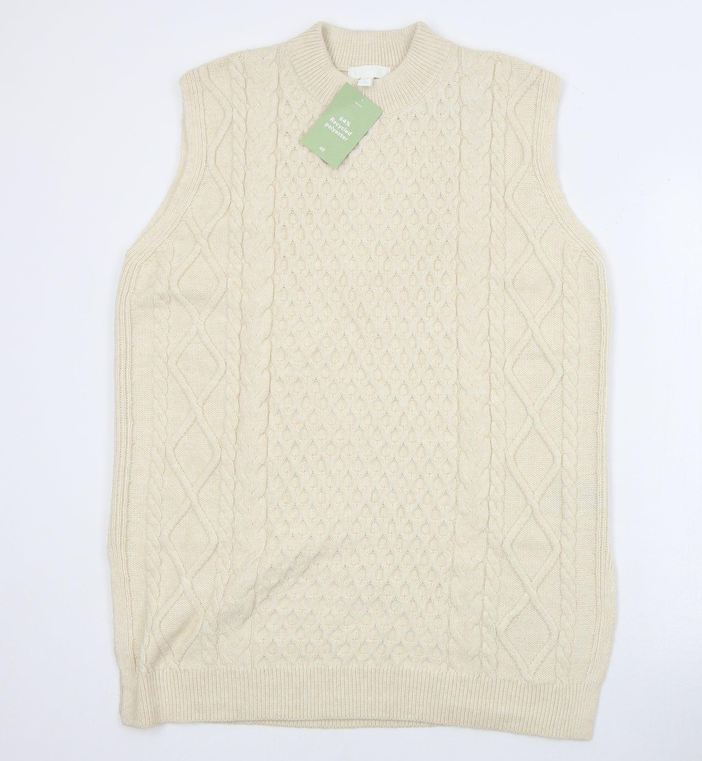 H&M Womens Beige Mock Neck  Polyester Vest Jumper Size L