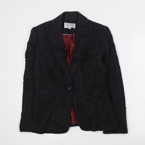 NEXT  Womens Black Striped Wool Jacket Suit Jacket Size 10