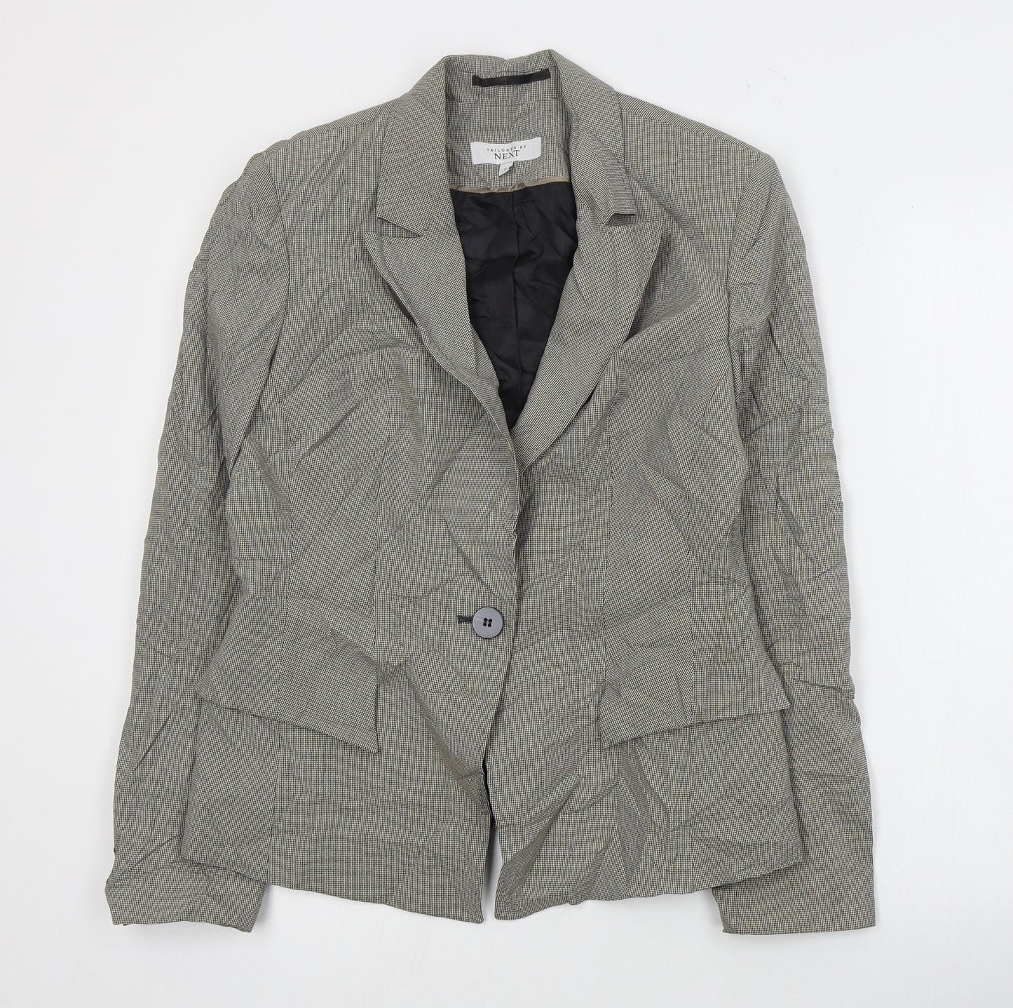 NEXT Womens Black Houndstooth Polyester Jacket Suit Jacket Size 12