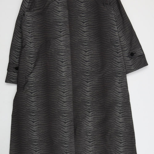 Thomas Marshall Womens Grey Animal Print  Trench Coat Coat Size S  Button