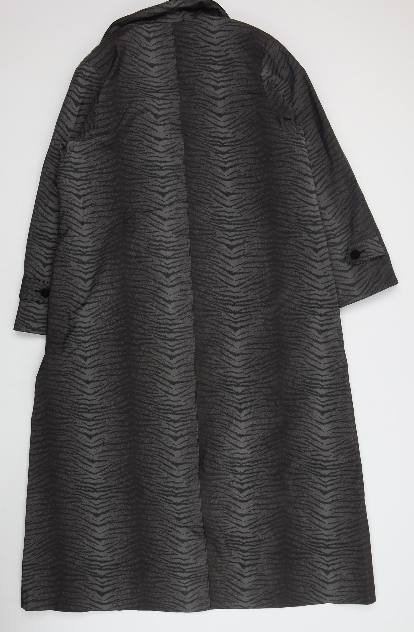 Thomas Marshall Womens Grey Animal Print  Trench Coat Coat Size S  Button