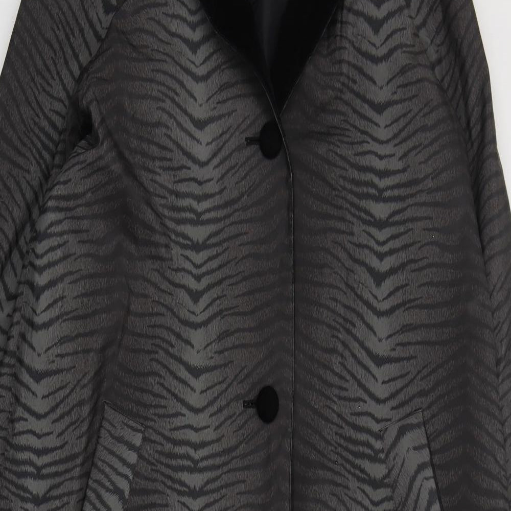 Thomas Marshall Womens Grey Animal Print  Trench Coat Coat Size S  Button