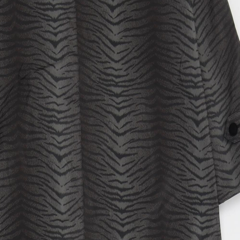 Thomas Marshall Womens Grey Animal Print  Trench Coat Coat Size S  Button