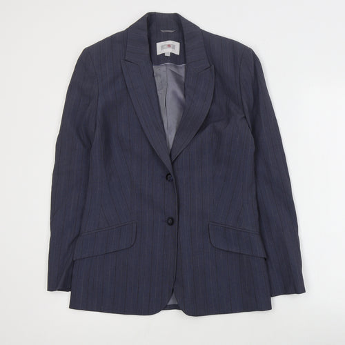 NEXT Womens Blue Striped Polyester Jacket Suit Jacket Size 10