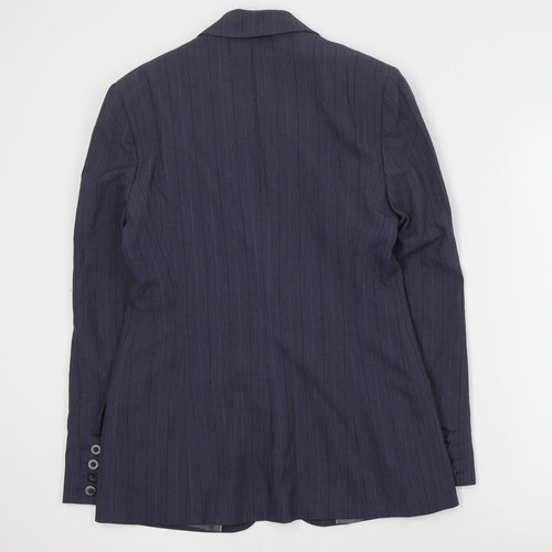 NEXT Womens Blue Striped Polyester Jacket Suit Jacket Size 10