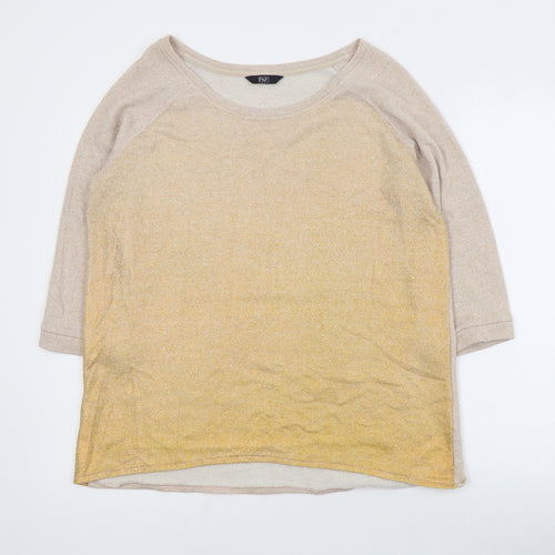 F&F Womens Beige Round Neck  Polyester Pullover Jumper Size 16