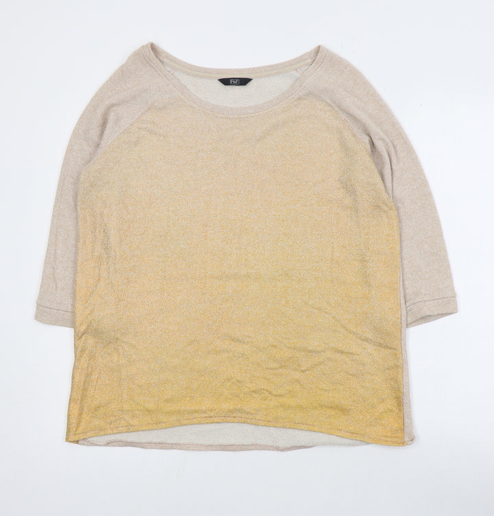 F&F Womens Beige Round Neck Polyester Pullover Jumper Size 16