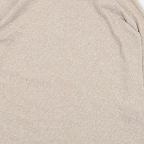 F&F Womens Beige Round Neck  Polyester Pullover Jumper Size 16