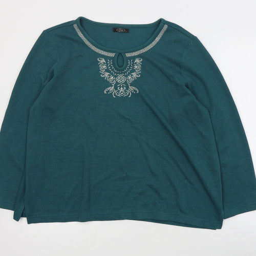Bonmarchr Womens Green Round Neck  Polyester Henley Jumper Size L