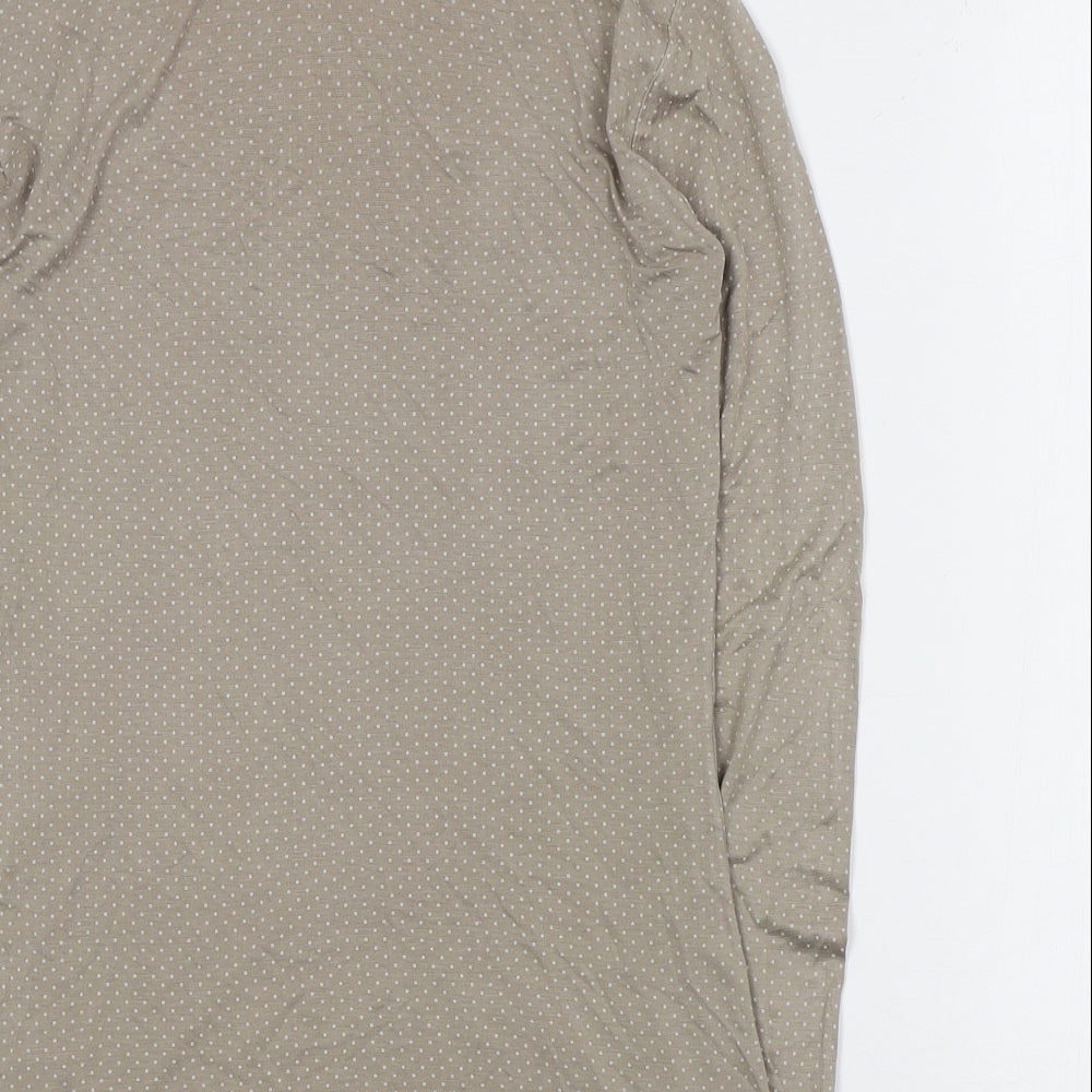 Heattech Womens Brown Polka Dot Polyester Basic T-Shirt Size M High Neck