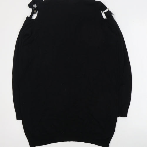 Anthology Womens Black Round Neck  Cotton Pullover Jumper Size 12