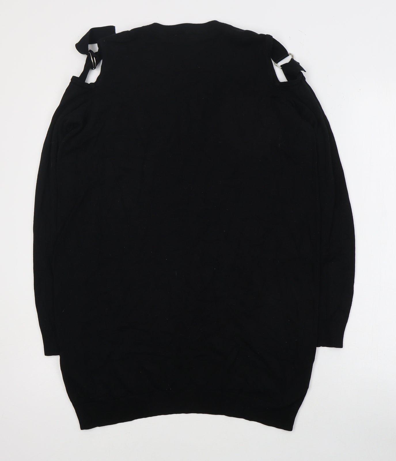 Anthology Womens Black Round Neck  Cotton Pullover Jumper Size 12