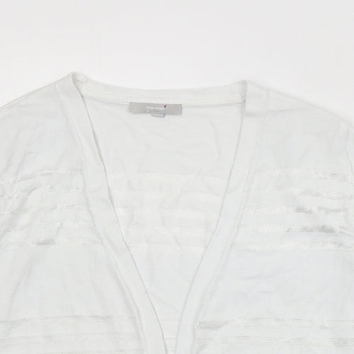 Per Una Womens Ivory V-Neck Striped Viscose Cardigan Jumper Size 12