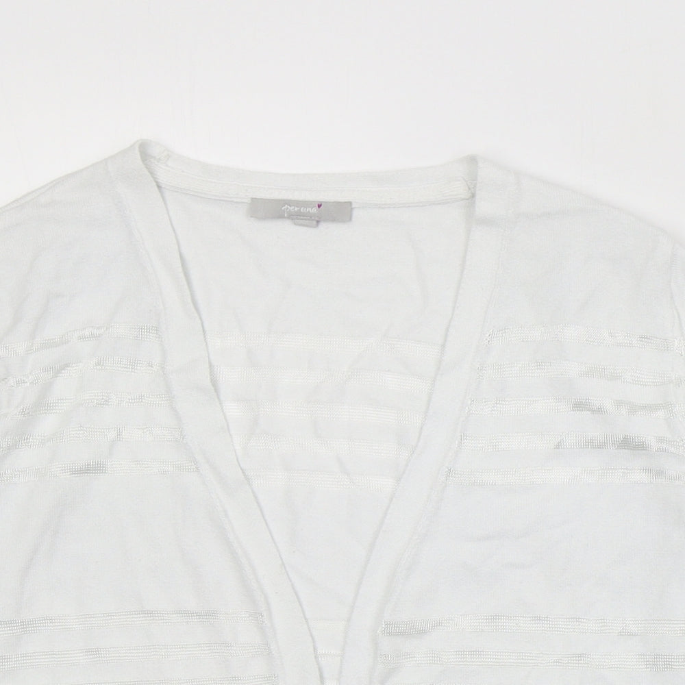 Per Una Womens Ivory V-Neck Striped Viscose Cardigan Jumper Size 12