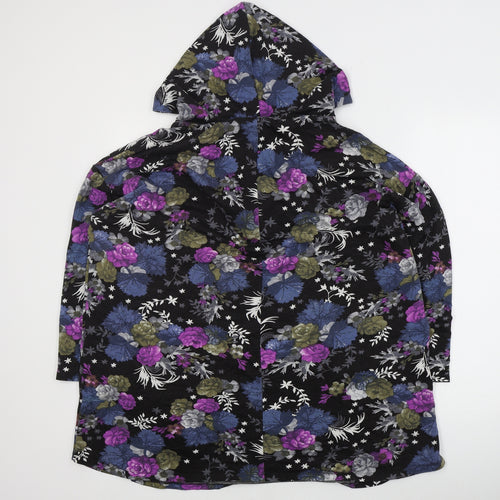 Yours Womens Black Floral Viscose Pullover Hoodie Size 20  Zip