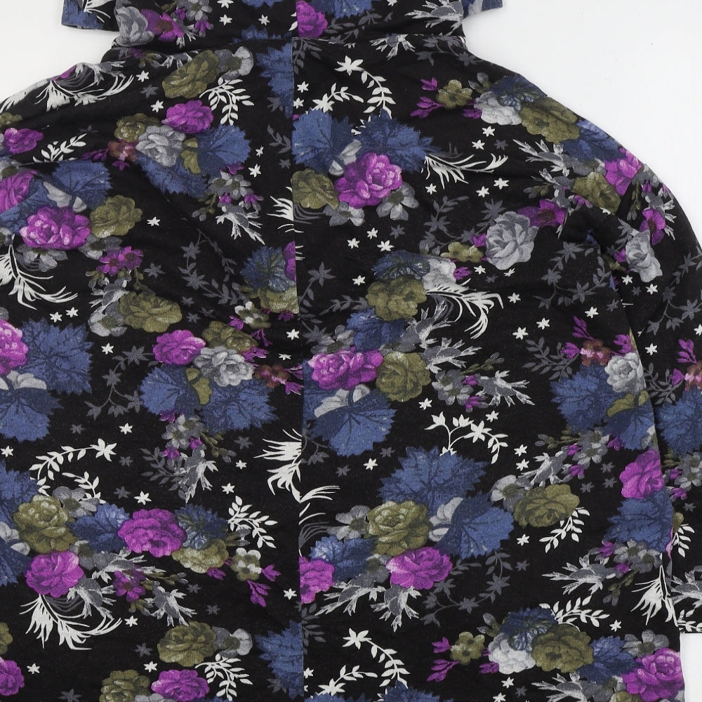 Yours Womens Black Floral Viscose Pullover Hoodie Size 20  Zip