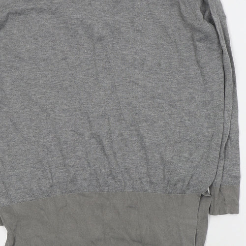 Topshop Womens Grey V-Neck  Polyester Henley Jumper Size 8