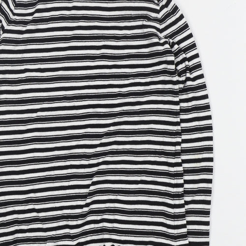 Marks and Spencer Womens Black High Neck Striped Cotton Pullover Jumper Size 12