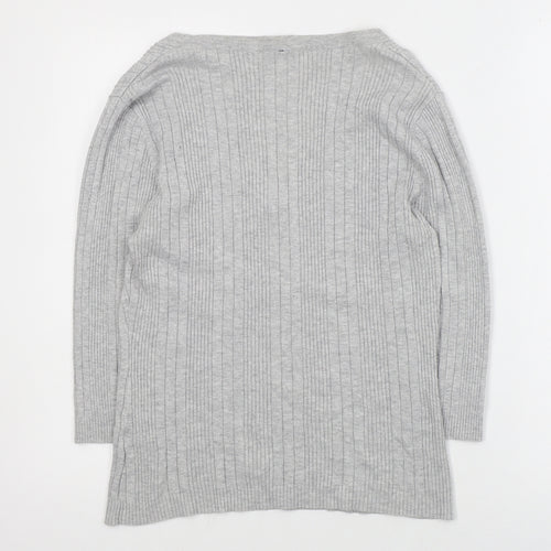 Bay Womens Grey V-Neck  Viscose Pullover Jumper Size 16