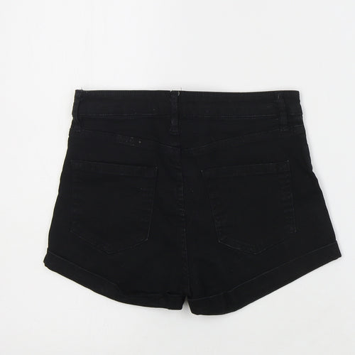 H&M Womens Black  Cotton Cut-Off Shorts Size 4  Regular Zip