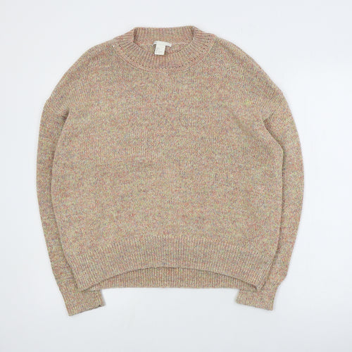 H&M Womens Multicoloured Round Neck  Polyester Pullover Jumper Size S