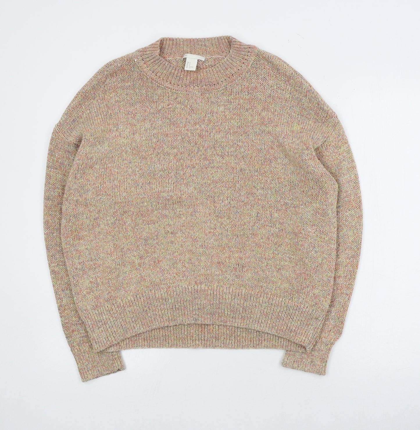 H&M Womens Multicoloured Round Neck  Polyester Pullover Jumper Size S