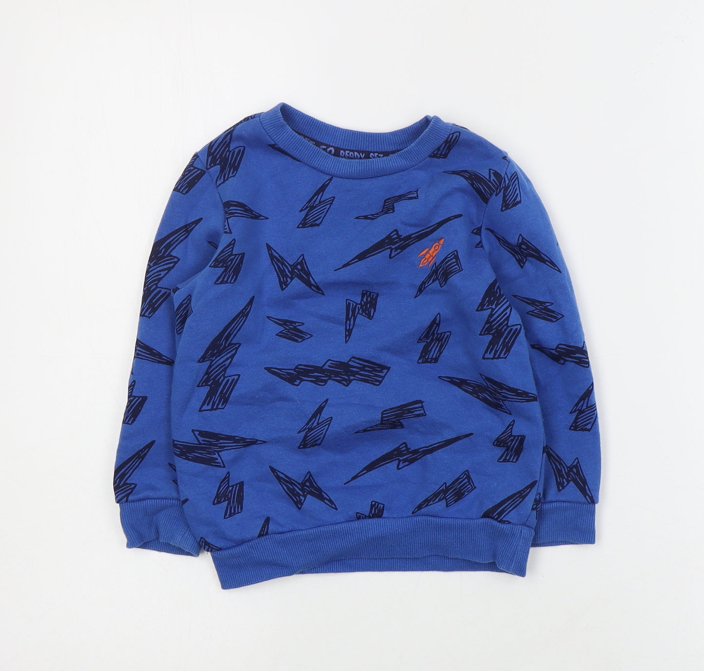 F&F Girls Blue Geometric Cotton Pullover Sweatshirt Size 3-4 Years  Pullover