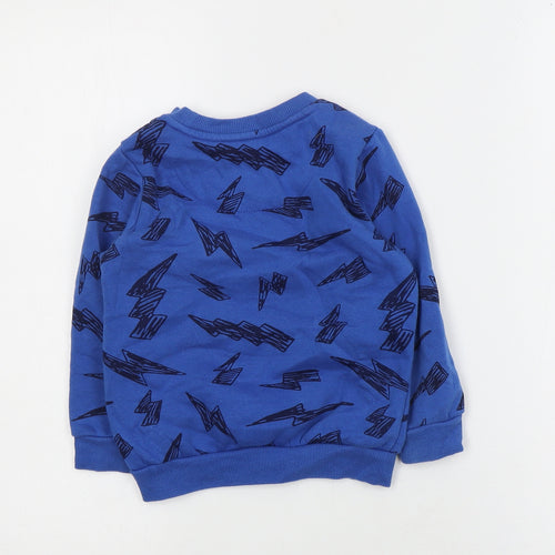 F&F Girls Blue Geometric Cotton Pullover Sweatshirt Size 3-4 Years  Pullover
