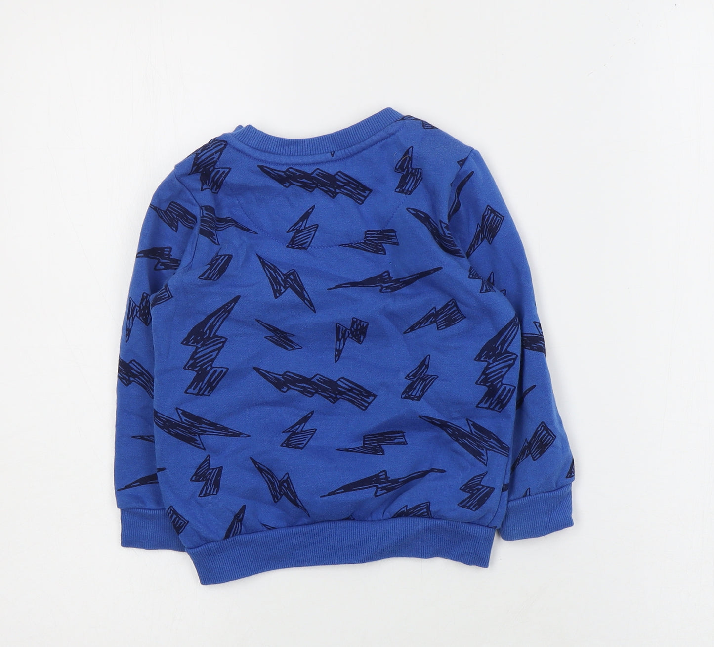 F&F Girls Blue Geometric Cotton Pullover Sweatshirt Size 3-4 Years  Pullover