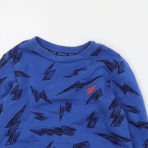 F&F Girls Blue Geometric Cotton Pullover Sweatshirt Size 3-4 Years  Pullover