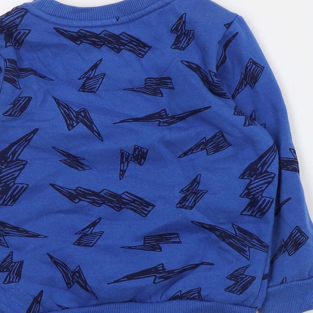 F&F Girls Blue Geometric Cotton Pullover Sweatshirt Size 3-4 Years  Pullover