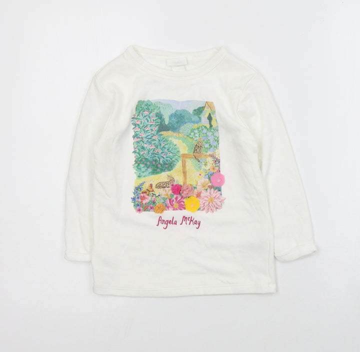 H&M Girls Ivory  Cotton Pullover Sweatshirt Size 3-4 Years  Pullover