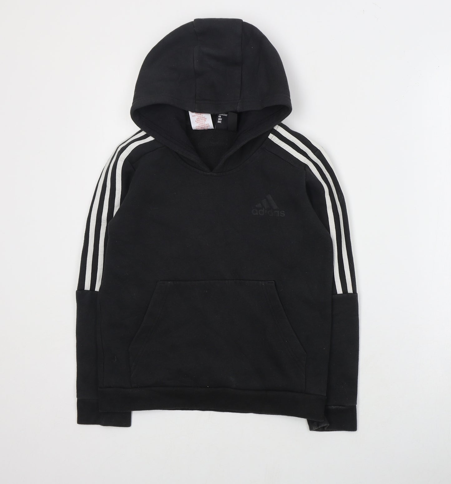 adidas Boys Black  Cotton Pullover Hoodie Size 9-10 Years  Pullover