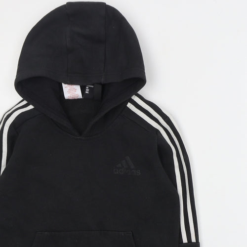 adidas Boys Black  Cotton Pullover Hoodie Size 9-10 Years  Pullover