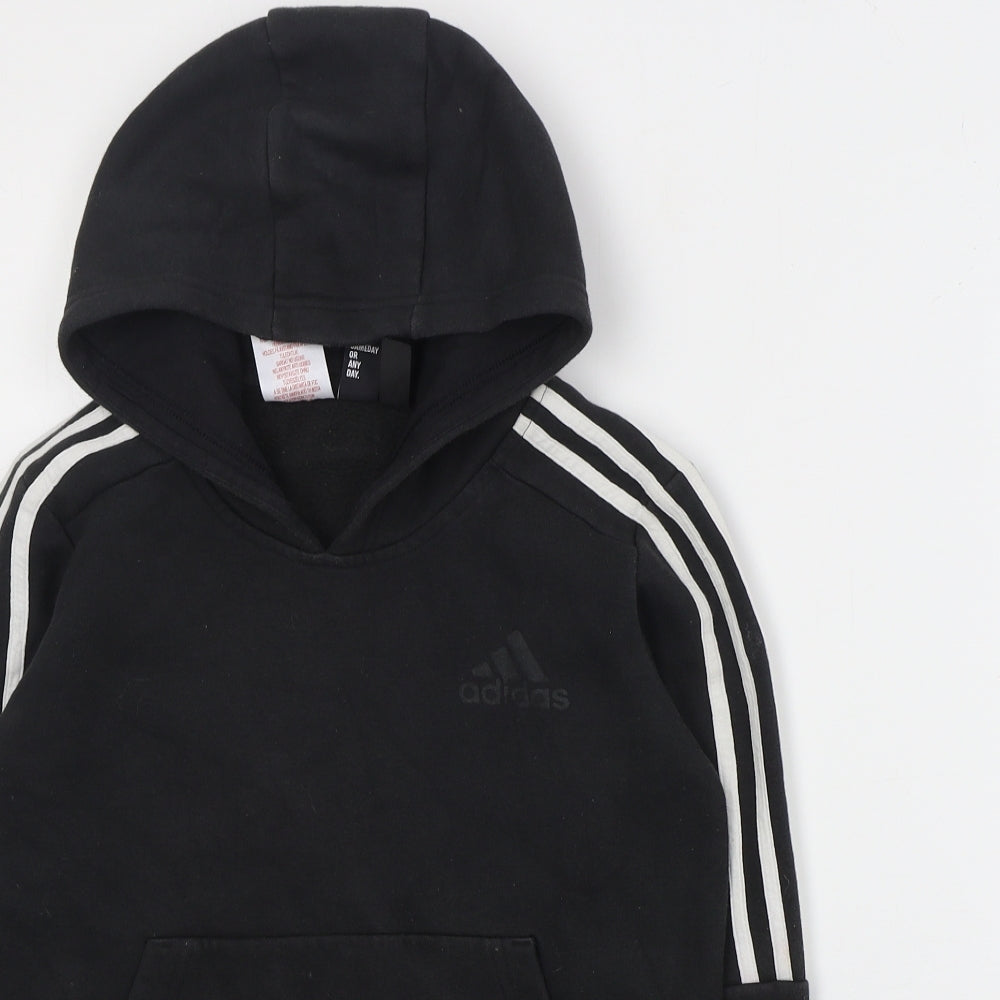 adidas Boys Black  Cotton Pullover Hoodie Size 9-10 Years  Pullover