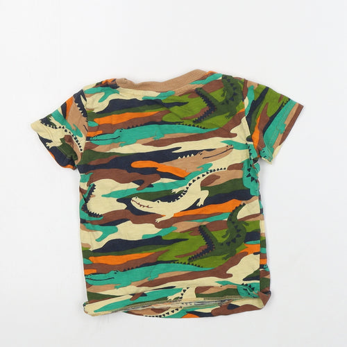 NEXT Baby Green Geometric Cotton Basic T-Shirt Size 12-18 Months Crew Neck Pullover - Crocodile