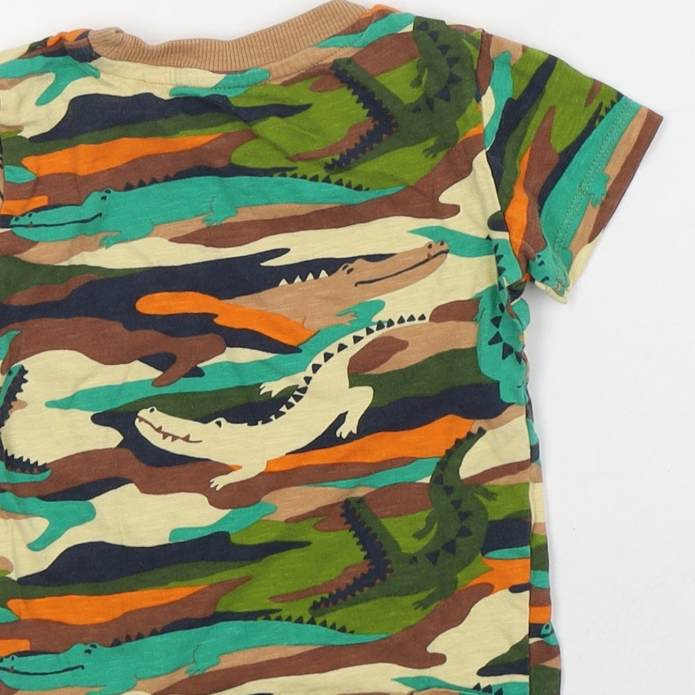 NEXT Baby Green Geometric Cotton Basic T-Shirt Size 12-18 Months Crew Neck Pullover - Crocodile